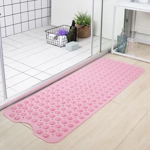 WITEN&NOCK Duschmatte für die Badewanne 100×40 cm Antirutschmatte Badewannenmatte mit Abflusslöchern Badewanneneinlage rutschfest für Kinder badewannen zubehör (Rosa)