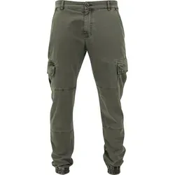 Urban Classics Herren Washed Cargo Twill Jogging Pants Olive 44 - Wanderhosen mit vielen Taschen für optimalen Stauraum, aus strapazierfähigem Material, ideal für Outdoor-Aktivitäten und kombinierbar mit T-Shirts und Hoodies.