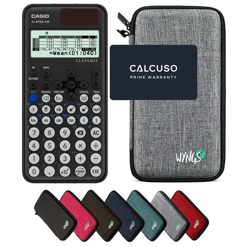 Casio fx-87DE CW ClassWiz inkl. WYNGS Schutztasche - Wissenschaftlicher Taschenrechner - Wissenschaftlicher Taschenrechner mit 593 Funktionen, ideal für Schule und Studium. Inklusive robuster WYNGS Schutztasche für optimalen Schutz und erweiterter Garantie von 5 Jahren für maximale Zuverlässigkeit.