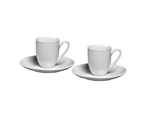 Ritzenhoff & Breker Espressotasse Bianco 80 ml - Elegantes Porzellan-Espresso-Set »Bianco«, spülmaschinengeeignet und ideal für stilvolles Servieren, bestehend aus 2 Tassen und Untertassen.