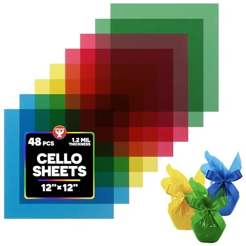 Hygloss Cellophan-Quadrate, Zellophan, sortiert, 48 Stück (1 Stück)