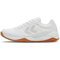 hummel Hallen-Indoorschuhe Court Control weiss Herren - Badmintonschuhe Herren mit leichter Vibram Sohle für hervorragende Dämpfung und Grip, ideal für intensive Spiele. Farbe: weiß, Modell 2023.