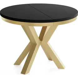 WFL Group Esstisch, Schwarz, Rund, Ausziehbar 100x76 cm in schwarz von WFL GROUP