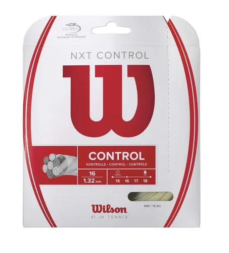 Wilson Tennissaite NXT Control 12m Set - Tennissaiten mit optimaler Kontrolle und Armschonung, kombiniert Polyester und Nylon für höchsten Komfort und Spielgefühl. Dicke: 1.32mm, Farbe: natur.