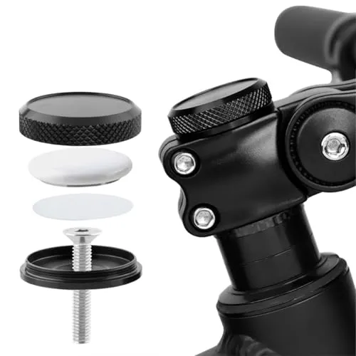MUQZI AirTag Fahrradhalterung, Versteckte Vorbaukappenhalterung für Apple AirTag, GPS Tracker Wasserdicht, Schwarz