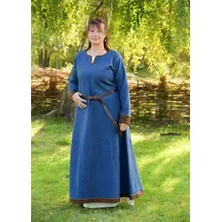 Battle-Merchant – Wikinger Kleid Lykka aus Wollgemisch, Schweres Mittelalter Kleid, Blau meliert