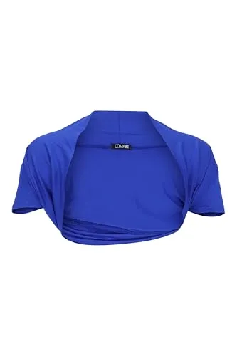 Easy Young Fashion Damen Bolero Jäckchen Kurzarm - elastisch & figurbetont - Basic Schulterjacke - weiche Open Front Jacke 3009 - (Blau)