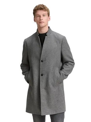 Tom Tailor Denim Herren Wollmantel mit Stehkragen