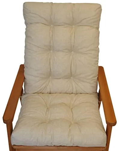 Rattani Hochlehnerauflage Sylva – Beige 115 x 50 cm - Gartenstuhlauflagen: Hochlehner Polster mit 10-facher Absteppung, angenehm weich und robust, perfekt für gemütliche Stunden im Garten.