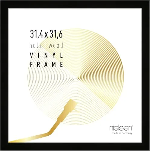nielsen Schallplattenrahmen, 31,4 x 31,6 cm, Holz, Schwarz, Vinyl-Rahmen für Quer- und Hochformat zum Aufhängen an Kunstglas, Vinyl Holz