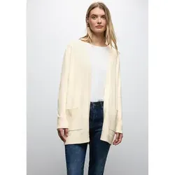 Street One Damen 2515344 Offener Cosy Cardigan - Strickjacke für Damen in Soft beige, ideal für lässige Outfits. Mit langen Ärmeln und praktischen aufgesetzten Taschen für zusätzlichen Komfort.