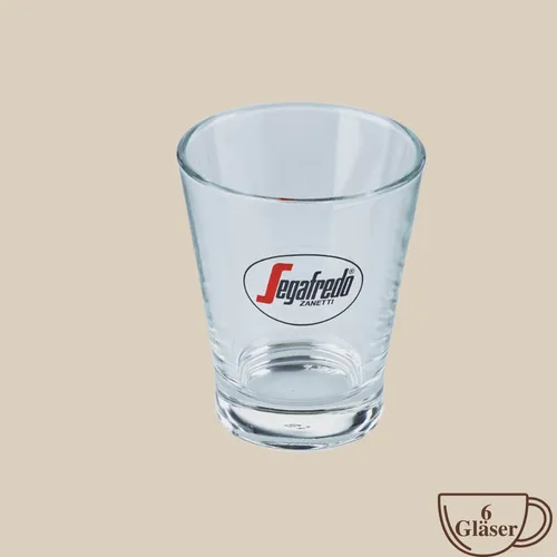 Segafredo Original Logo Shotglas 0,2 ml - 6 Stück - Kaffee Shotglas im Set, ideal für Espresso und kompatibel mit vielen Marken wie De'Longhi und Nespresso. Perfekt für Kaffeeliebhaber!