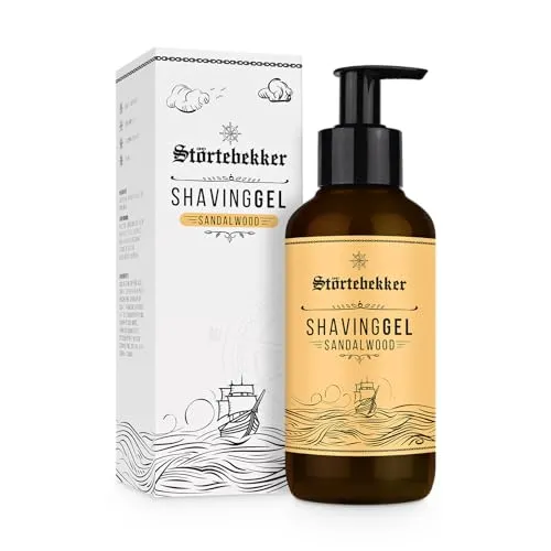 Störtebekker® Premium Rasiergel für Rasurvorbereitung - Klassische Rasur - 180ml Shaving Gel - Transparentes Rasier Gel Männer mit Sandelholz Duft - Hochwertige Inhaltsstoffe - Made in Germany