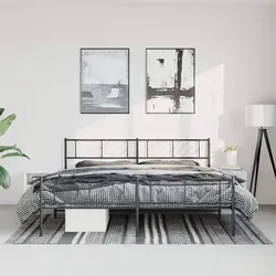 Robustes Bettgestell Metall Schwarz 193x203 cm - Elegantes Metallbett mit robustem Design und zusätzlichem Stauraum, ideal für dein Schlafzimmer. Das praktische Kopf- und Fußteil sorgt für Stabilität und Komfort.