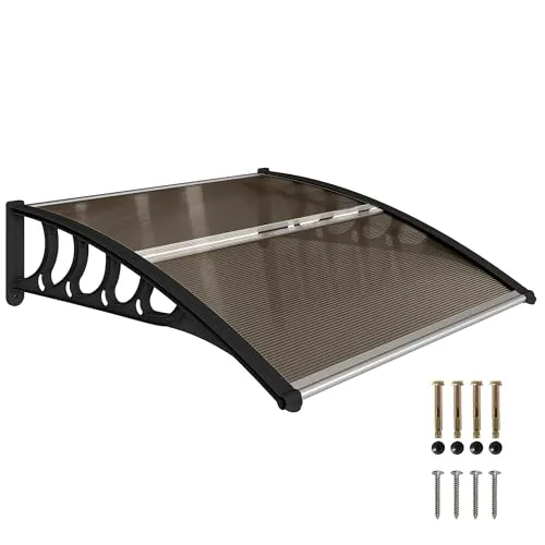 Outsunny Pultvordach Vordach für Haustür mit UV-Schutz - Vordächer aus robustem Polycarbonat und Aluminium, schützt zuverlässig vor Regen, Schnee und UV-Strahlen, ideal für einen einladenden Eingangsbereich.