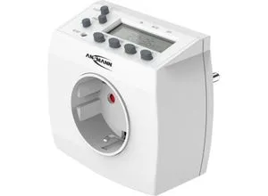 Wochenzeitschaltuhr Ansmann AES5 - Digitale Steuerung für Sicherheit und Komfort - Steckdosen mit 8 programmierbaren Schaltzeiten, integrierter Zufallsfunktion zur Sicherheit und einfache Handhabung ohne Batterien. Ideal für Lampen und Heizgeräte.