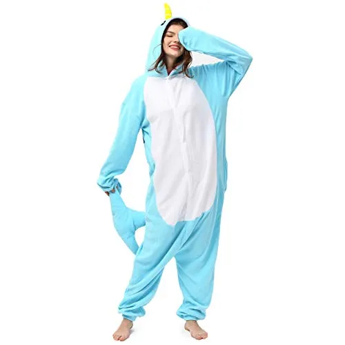 Katara 1744 (30+ Designs) Wal-Kostüm Blau, Unisex Onesie/Pyjama-Qualität für Erwachsene & Teenager