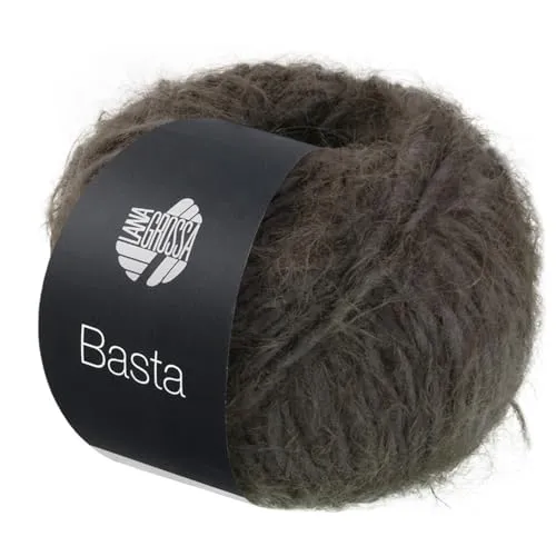 LANA GROSSA Basta| Garn im Fake Fur Look, locker verzwirnt, Franseneffekt& Merinofasern | Handstrickgarn, 50% Schurwolle & 50% Polyamid | 50g Wolle zum Stricken& Häkeln | 100m Garn FB 34