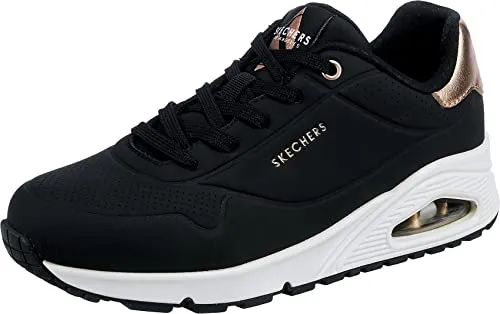 Skechers Damen Sneakers Schwarz 37.5 EU - Damen-Sneaker aus synthetischem Leder, bequem und stylish für jeden Anlass.