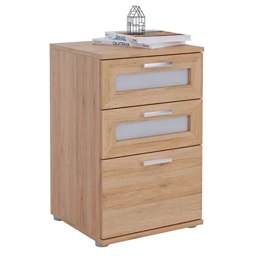CARO-Möbel Nachtkommode MARIKE - Nachtkonsole mit 3 Schubladen, stilvolles Design in San Remo, ideal für Boxspringbetten und als praktischer Nachtschrank