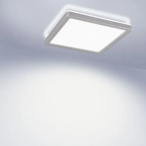 max K O M F O R T LED Deckenleuchte 12W ultra flach Ø19cm 1200lm 4000K neutralweiß rund & eckig Deckenlampe für Flur Küche Büro grau 230V - Lucky
