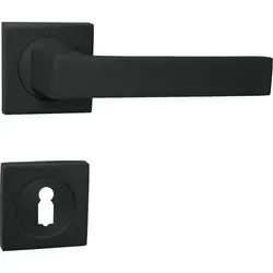 DOMINO Türgriff Drückergarnitur BB-Buntbart Set | mit quadratischen BB Rosetten | Türklinke für Zimmertür, Bürotür, Kellertür & Innentür |... - Schwarz