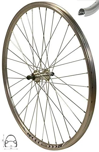 REDONDO 28 Zoll Hinterrad Laufrad V-Profil Felge QR Silber - Fahrrad-Laufräder mit robustem Hohlkammer-V-Profil für Stabilität und Zuverlässigkeit. Ideal für 5-7-fach Schraubkränze, komplett eingespeicht und zentriert, inklusive Schnellspanner.