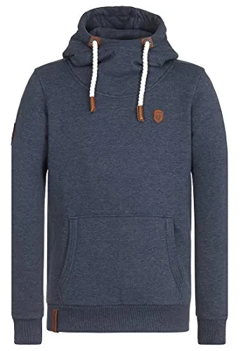 Naketano Herren Kapuzenpullover Supapimmel Hoodie - Kapuzenpullover für Herren mit Kordelzug, Kängurutasche und stylischen Kunstlederapplikationen – perfekt für lässige Outfits!