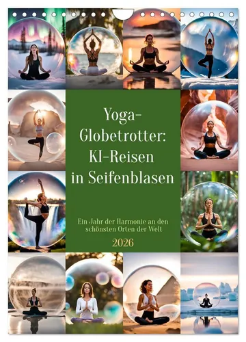 Fred Schimak | Yoga-Globetrotter: KI-Reisen in Seifenblasen - Kalender 2025 - Entdecken Sie zauberhafte Yogaimpressionen vor malerischer Kulisse. Dieser Kalender bietet eine inspirierende Reise durch das Jahr 2025 mit 14 einzigartigen Seiten. Ideal für Yogafans und Reisende!
