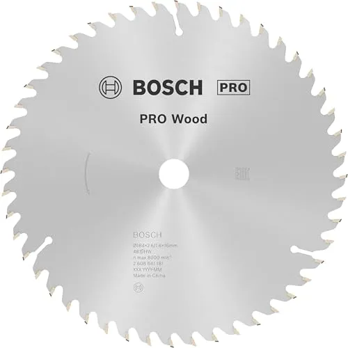 Bosch Accessories Optiline Wood 2608641181 Hartmetall Kreissägeblatt 184mm - Kreissägeblätter für präzise Schnitte in Holz, mit hochqualitativen Carbide-Zähnen für saubere Ergebnisse und vibrationsreduzierendem Design.