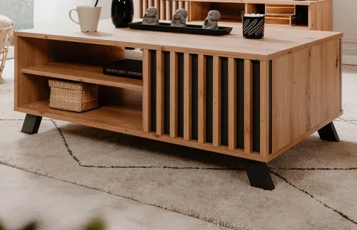 Furn.Design Couchtisch Eiche Artisan, grau 110 cm in beige von Furn.Design