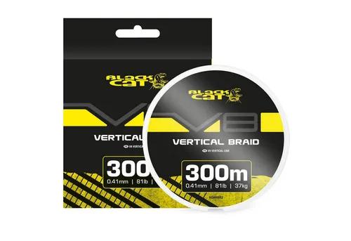 Black Cat V8 Vertical Schnur 0.41mm 37kg - 300m Angelschnur - Die Black Cat V8 Vertical Schnur bietet hohe Belastbarkeit und präzise Farbabschnitte für kontrolliertes Wallerangeln. Ideal für starke Drills und eine effiziente Tiefenanpassung beim Angeln.