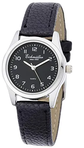 Eichmüller Damenuhr mit schwarzem Lederarmband von Eichmüller since 1950