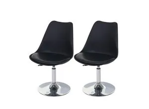 Drehstuhl Vaasa T501 - 2er-Set, höhenverstellbar und drehbar - Esszimmerstuhl im 50er Jahre Stil, aus Kunstleder in Schwarz, einfach zu montieren und 360° drehbar für maximalen Komfort.