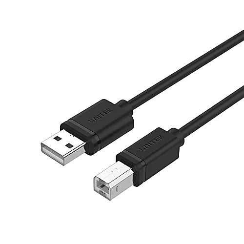 UNITEK Kabel USB A auf USB B (männlich-männlich) I 2 Meter, Standard USb 2.0, PVC, 28AWG, 100% Kupfer, Schwarz I Datenkabel für Drucker/Druckerkabel kompatibel mit PC, Notebook