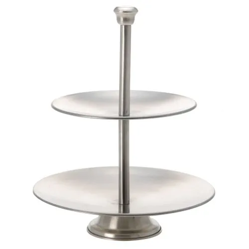 Etagere Edelstahl 2 Ebenen Höhe 26cm Gebäckschale Obstschale