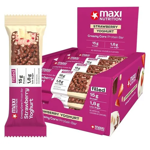 MaxiNutrition Creamy Core Protein Bar, 12 x 45 g Riegel, Strawberry Yoghurt