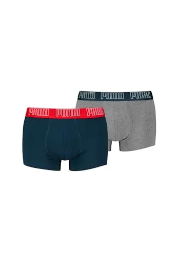 Puma Boxer Trunk Boxershorts Herren Everyday Unterhose Pant Unterwäsche 2er Pack, Farbe:Navy/Grey Melange, Bekleidungsgröße:XL, Marineblau/Grau Melange, XL