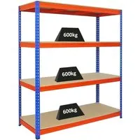 PROREGAL Profi Schwerlastregal Bison 200x180x60cm - Robustes Schwerlastregal in Blau-Orange, mit 600 kg Traglast pro Fach. Ideal für Werkstätten und Garagen, schneller Aufbau in nur 15-20 Minuten. Hochwertige Verarbeitung mit 3 Jahren Garantie.