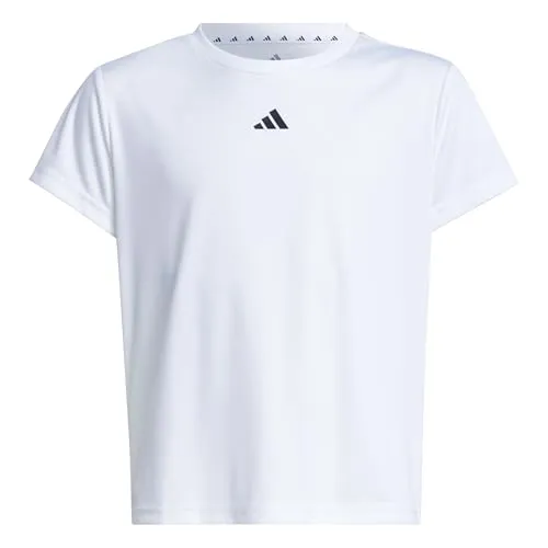 adidas Girl's Train Essentials Regular Fit Logo Training T-Shirt Junior Girls, White/Black, 5-6 Years