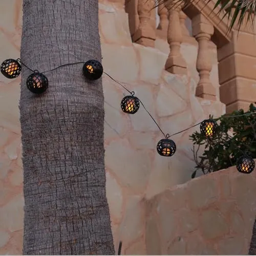 MARELIDA LED Solar Lichterkette Feuerball 8 Kugeln mit Flammeneffekt Leuchtkugeln mit Effektbeleuchtung für Innen und Außen (Solarbetrieben)