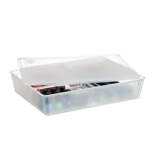 Aufbewahrungsbox mit Deckel Ordnungsbox Bad-Organizer Büro Organizer 3 Fächer