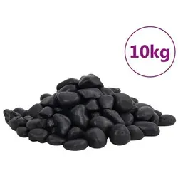 vidaXL Polierte Kieselsteine 10 kg Schwarz 2-5 cm - Natürliche, glatte Kieselsteine für Aquarien und Gartenbeete. Ideal zum Mulchen und für dekorative Akzente. Einzigartige Formen und Farben bieten vielseitige Gestaltungsmöglichkeiten.