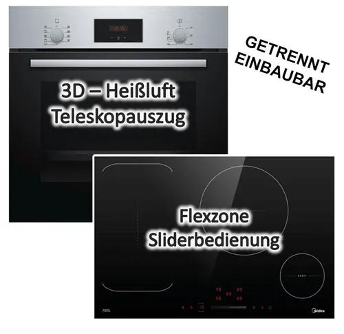 BOSCH Backofen-Set mit Midea Induktionskochfeld 77cm von Bosch+Midea