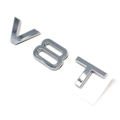 V8T Chrom Schriftzug Emblem Turbo Logo selbstklebend mit Schaumstoff Tuning