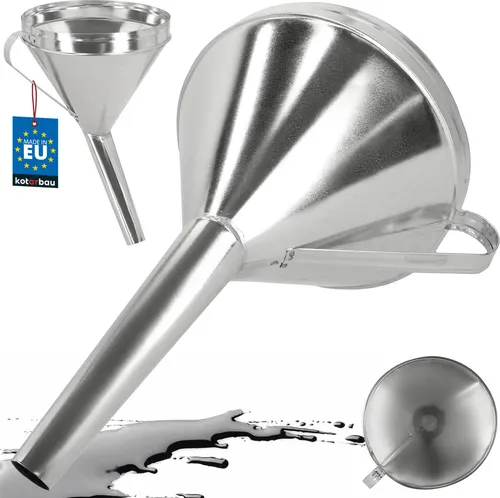 KOTARBAU® Trichter aus verzinktem Metall mit Siebfilter, abgewinkelt, für Öl und Kraftstoff, Schüssel 23 cm