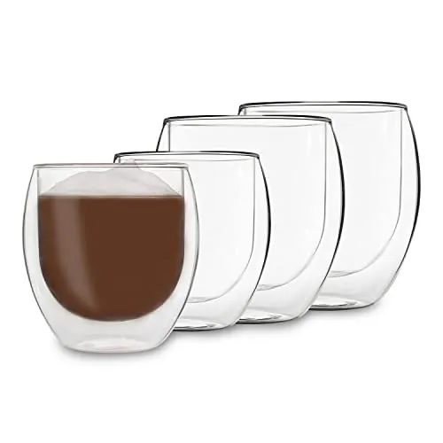 DUOS® Jumbo Latte Macchiato Gläser Set (2x2 Größen), Doppelwandige Latte Macchiato, Doppelwandige Kaffeegläser, Teegläser, Cappuccino Gläser Eiskaffee Thermogläser doppelwandig Espressotassen