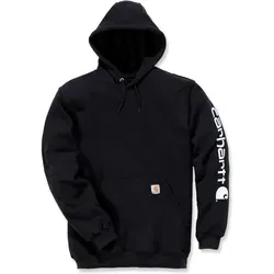 Carhartt Herren Sleeve Logo Hooded Sweatshirt - Schwarz, S - Hoodies mit losem Schnitt aus mittlerem Fleece; elastische Bündchen und verstellbare Kapuze für optimalen Tragekomfort.