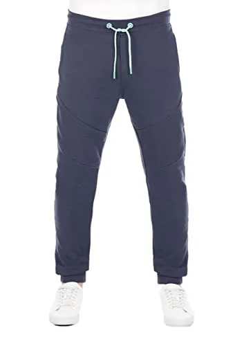 riverso Herren Jogginghose RIVVeit Regular Fit - Sportliche Trainingshose aus pflegeleichter Baumwollmischung, ideal für komfortable Workouts und Freizeit. In navy mit krempelbarem Beinabschluss.