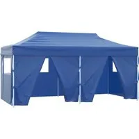 vidaXL Profi-Partyzelt Faltbar 3×6m Blau - Pavillon für Outdoor-Events, UV-beständig und wasserfest, mit stabilem Stahlrahmen und 4 Seitenwänden für optimalen Schutz und Sichtschutz.